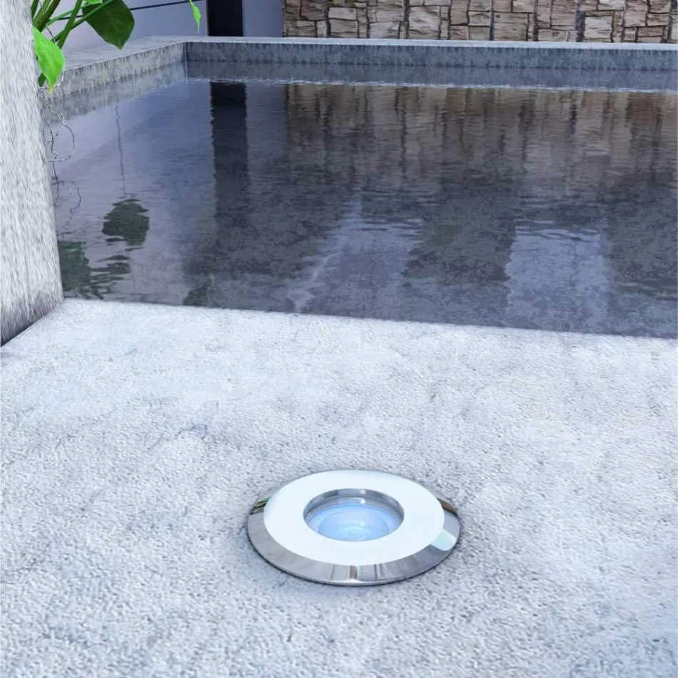 Foco LED Redondo Exterior Marker 2W en Acero Inoxidable 316, 4 Piezas - Solina viadurini