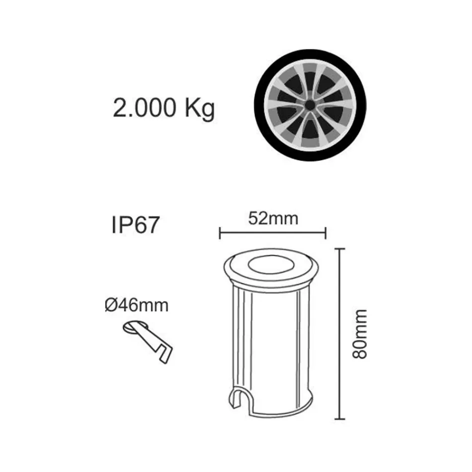 Rotulador Foco Led Redondo 2W en Acero Inoxidable 316, 4 Piezas - Solina viadurini