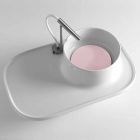 Estante con lavabo integrado en cerámica blanca brillante Hecho en Italia - Uber viadurini