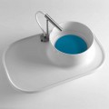 Estante con lavabo integrado en cerámica blanca brillante Hecho en Italia - Uber