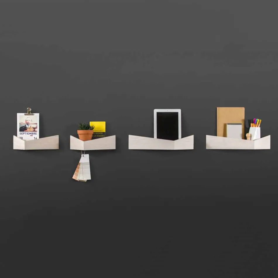 Estante de pared de diseño en contrachapado y metal con perchero - Berema viadurini