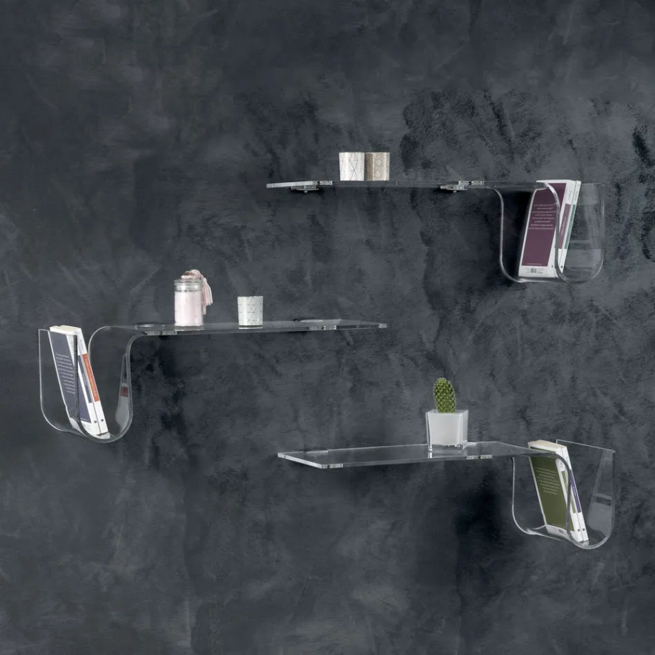 Estantería de diseño en cristal acrílico transparente Made in Italy - Teride viadurini