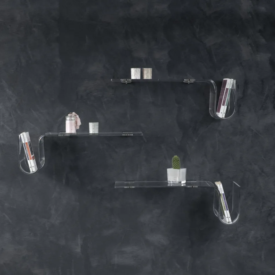 Estantería de diseño en cristal acrílico transparente Made in Italy - Teride viadurini