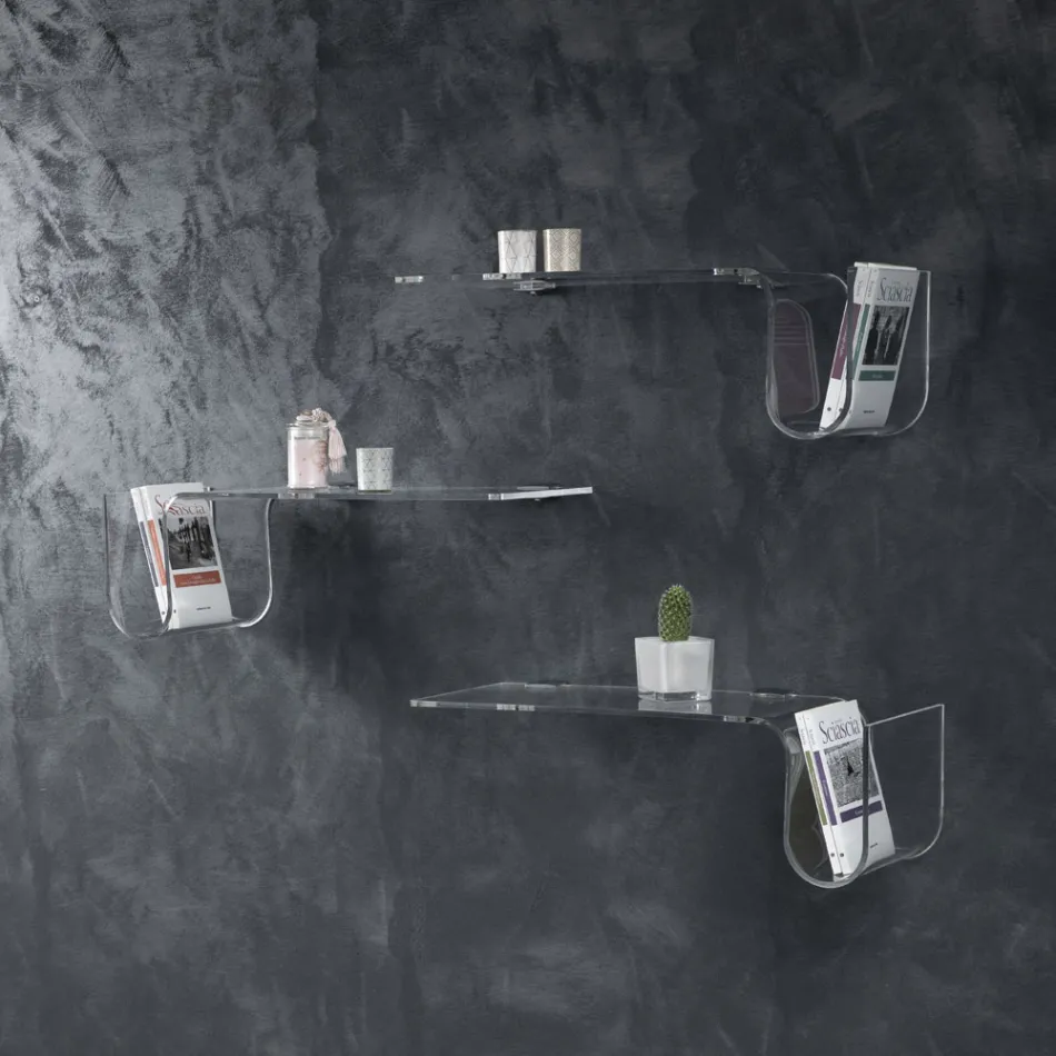 Estantería de diseño en cristal acrílico transparente Made in Italy - Teride viadurini
