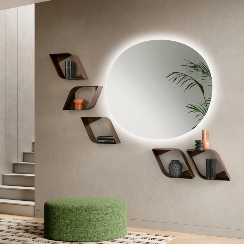 Estantería de pared metálica Eteris con espacio interior, disponible en tres colores. viadurini