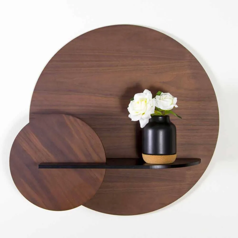 Estantería modular moderna de madera contrachapada pintada de nogal y negro - Amena viadurini