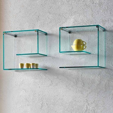 Estantes De Pared De Vidrio Transparente Versátil Diseño Elegante 2 Piezas - Rollo viadurini