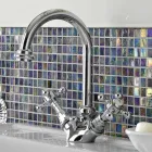 Mezclador de lavabo con caño alto con 1 orificio en latón vintage Made in Italy - Elisea viadurini