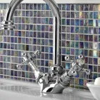 Mezclador de lavabo con caño alto con 1 orificio en latón vintage Made in Italy - Elisea viadurini