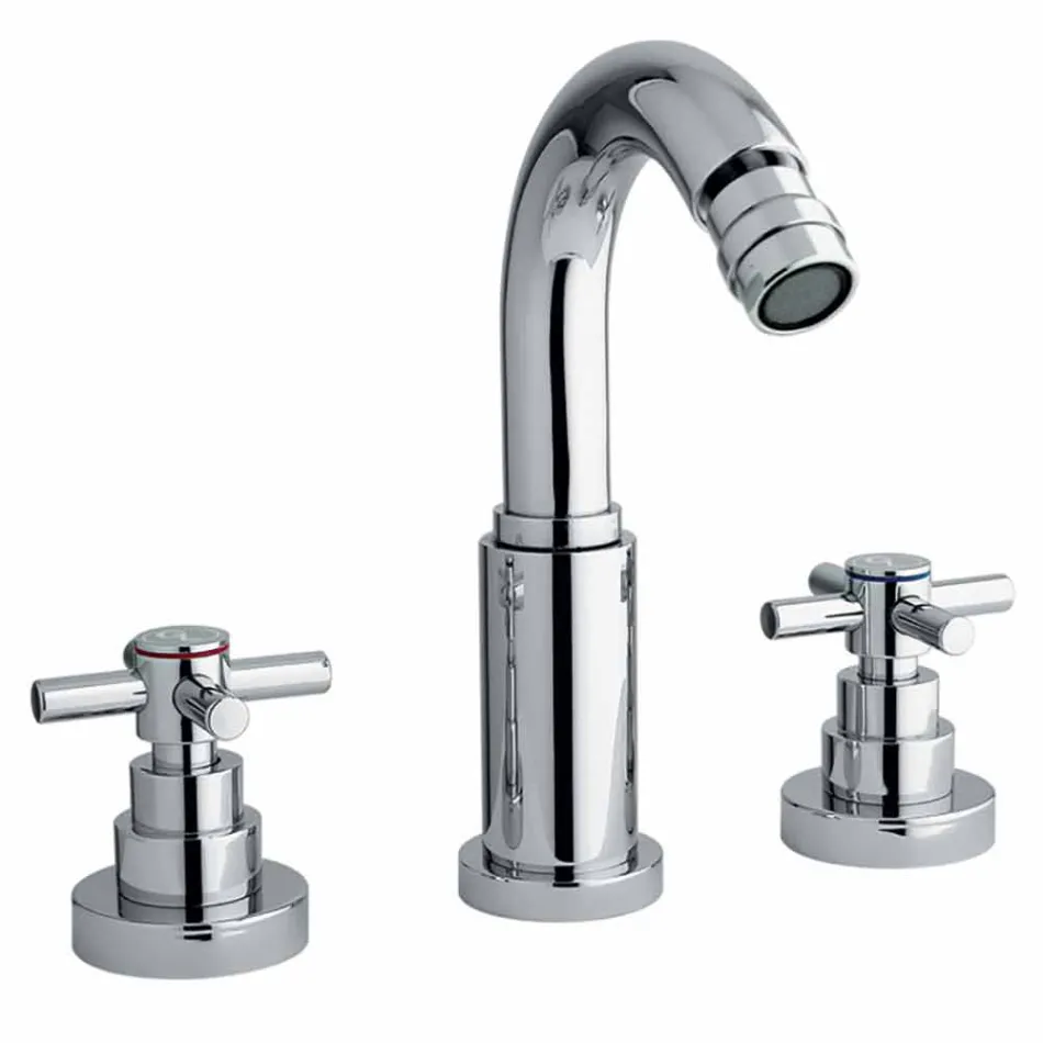 Mezclador clásico de 3 orificios en latón cromado Made in Italy - Zumbo viadurini