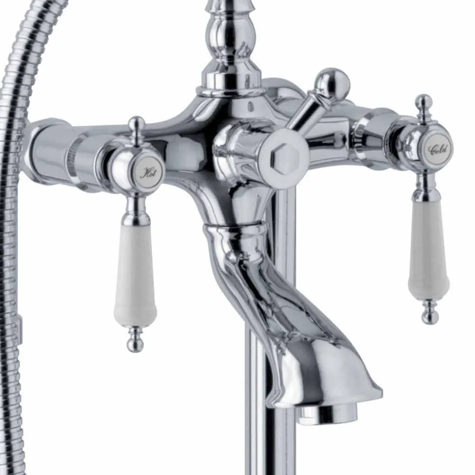 Mezclador de columna para bañera con ducha en latón Made in Italy - Shelly viadurini