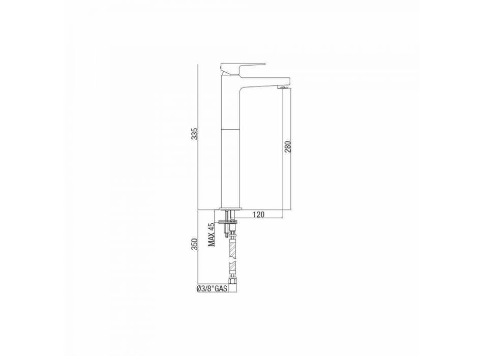 Mezclador de lavabo alto de latón sin desagüe Made in Italy - Sindra viadurini