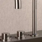 Mezclador de bañera de 4 orificios con caño de acero AISI 316L - Artigli viadurini