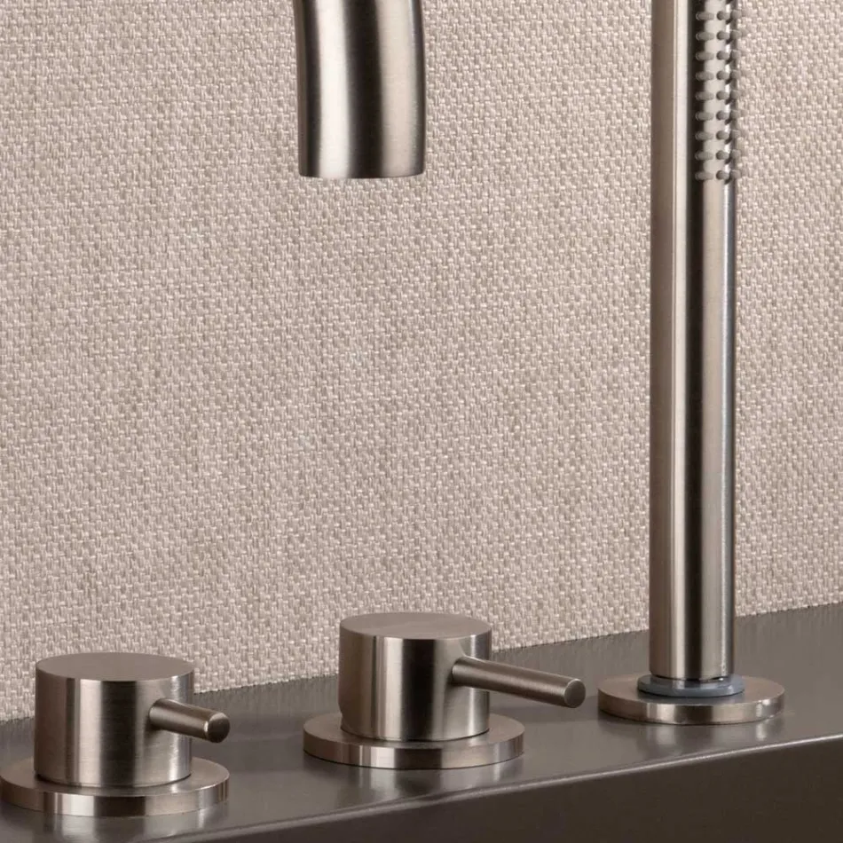 Mezclador de bañera de 4 orificios con caño de acero AISI 316L - Artigli viadurini