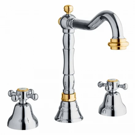 Mezclador clásico de 3 orificios para lavabo de latón Made in Italy - Lisca viadurini