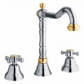 Mezclador clásico de 3 orificios para lavabo de latón Made in Italy - Lisca