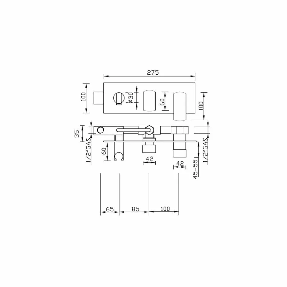 Mezclador de ducha empotrado de diseño moderno en latón Made in Italy - Sika viadurini