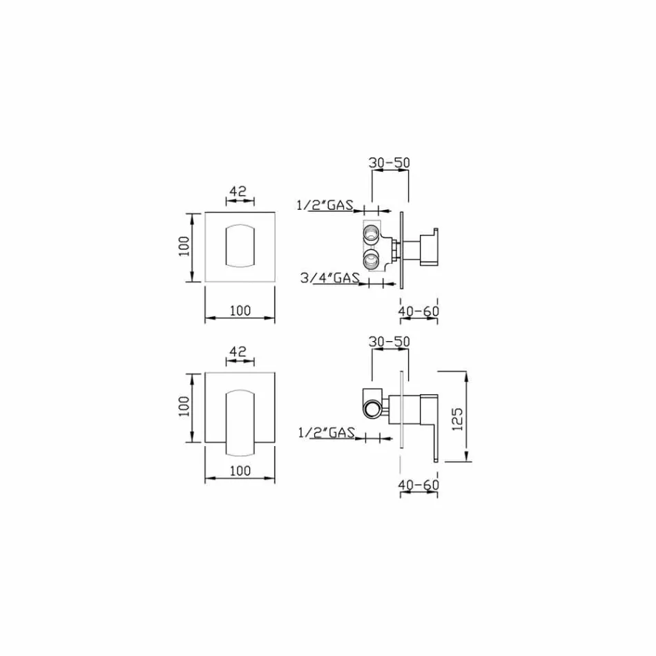 Mezclador de ducha con desviador de 5 vías Made in Italy - Sika viadurini