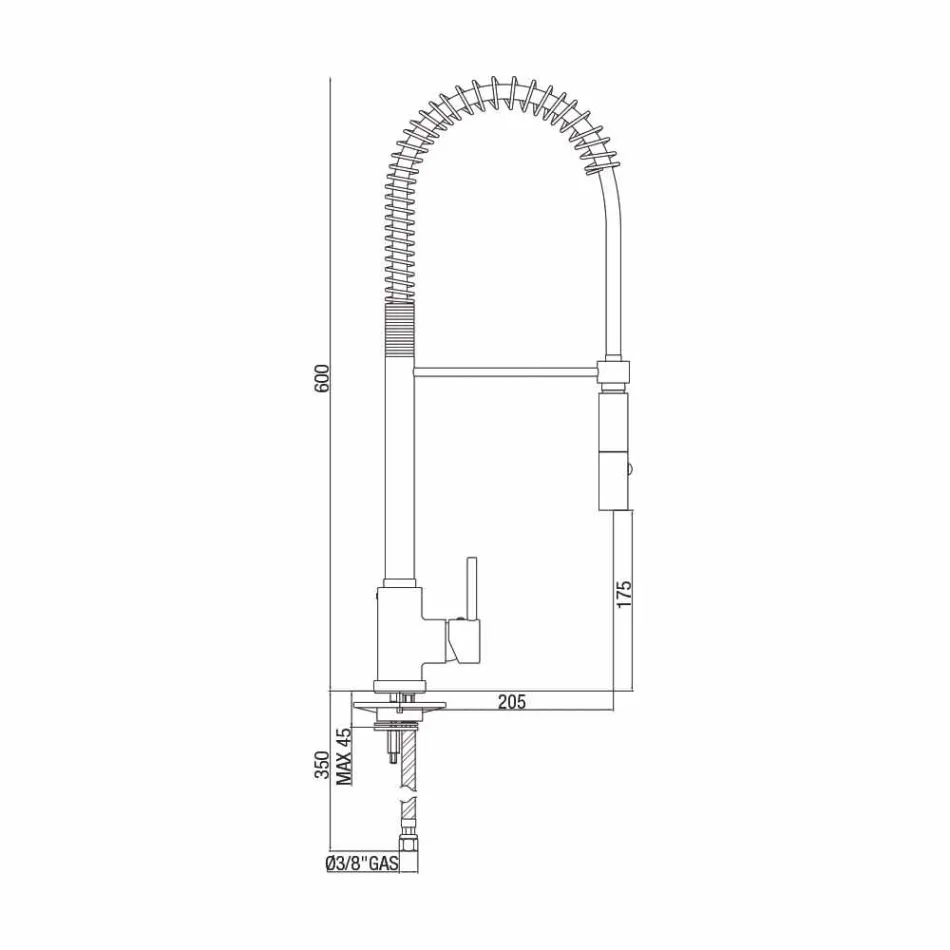 Mezclador de lavabo de cocina ajustable de latón con resorte Made in Italy - Keope viadurini