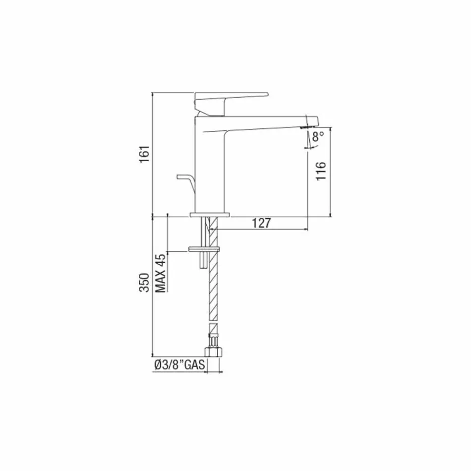 Mezclador de lavabo de baño moderno sin desagüe Made in Italy - Galla viadurini