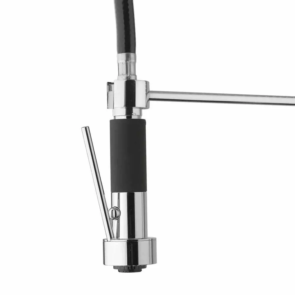 Mezclador de lavabo de cocina de latón cromado con ducha Made in Italy - Kondor viadurini