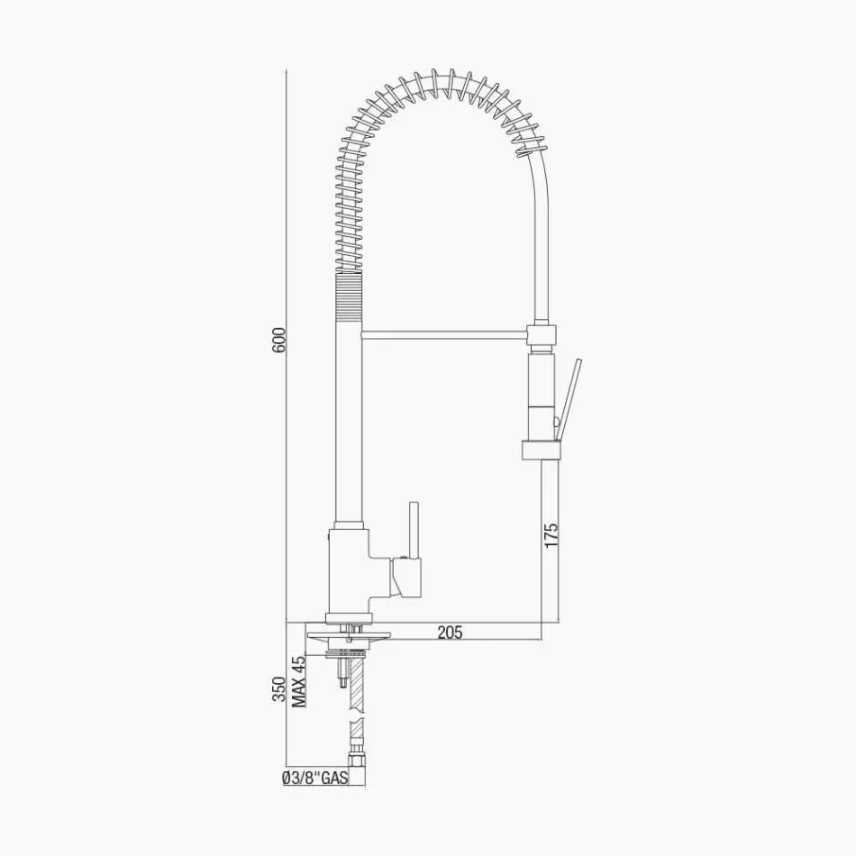 Mezclador de lavabo de cocina de latón cromado con ducha Made in Italy - Kondor viadurini