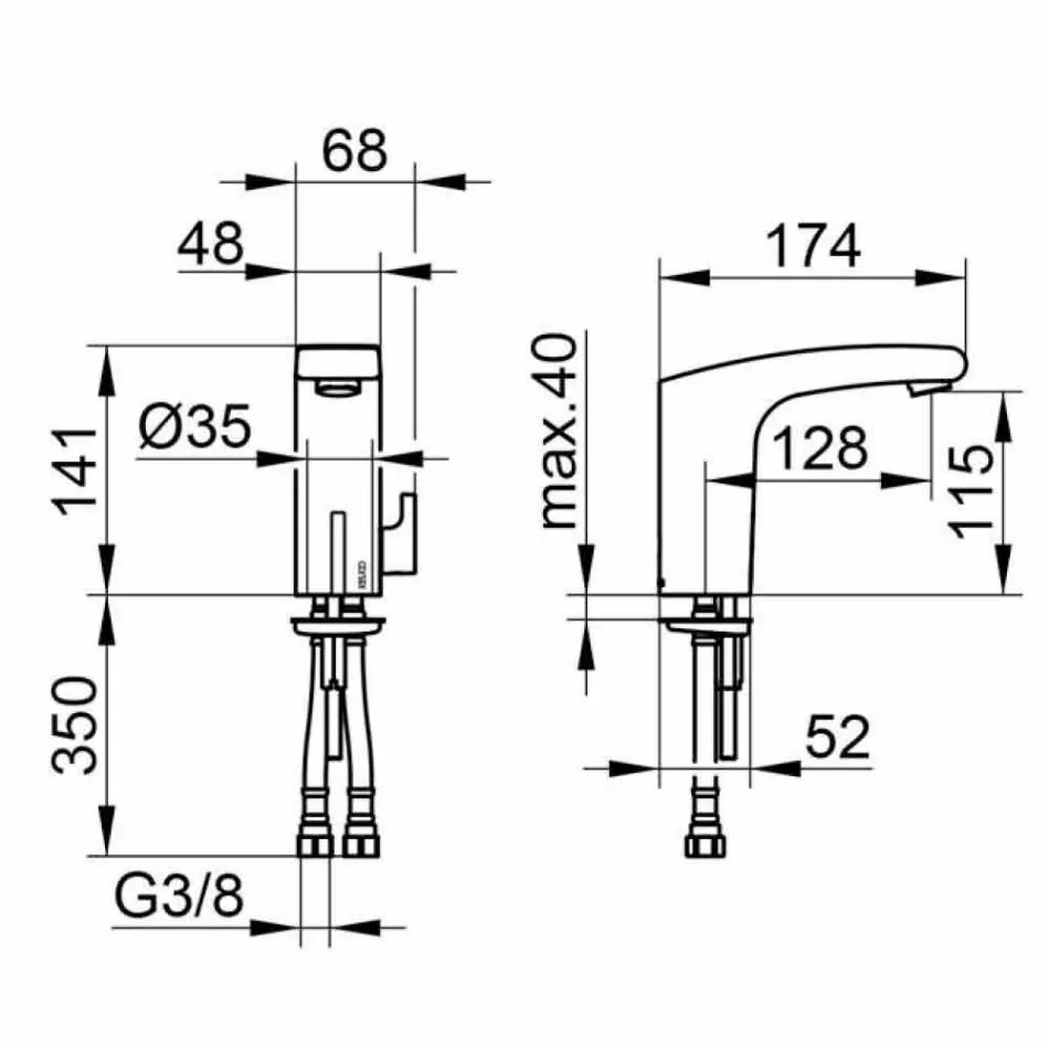 Mezclador de lavabo moderno con sensor de infrarrojos en metal cromado - Gonzo viadurini