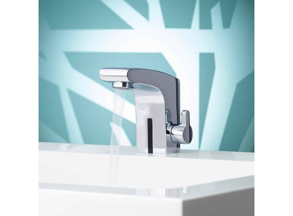 Mezclador de lavabo moderno con sensor de infrarrojos en metal cromado - Gonzo viadurini