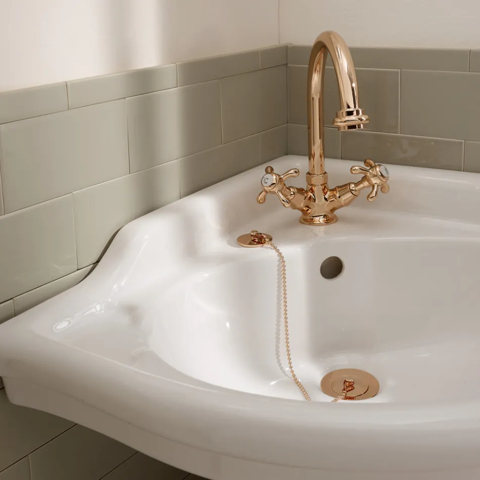 Mezclador de lavabo de un orificio estilo vintage en latón Made in Italy – Klarisa viadurini