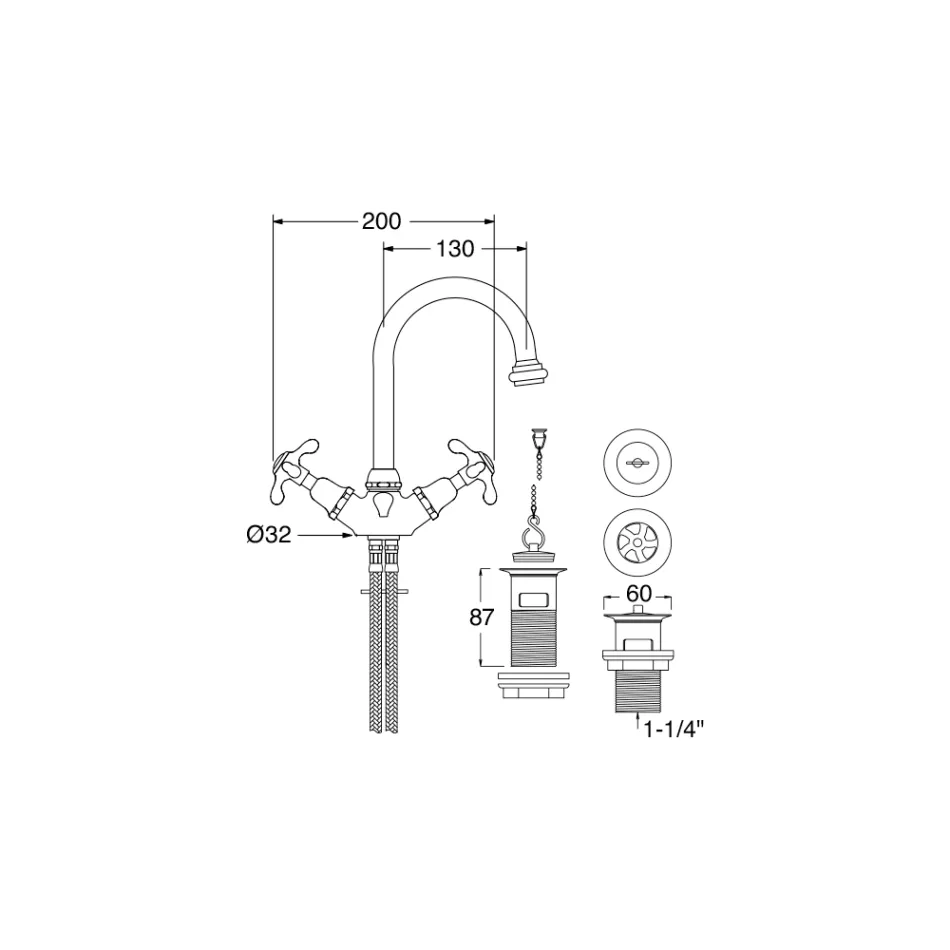 Mezclador de lavabo de un solo orificio estilo vintage en latón Made in Italy – Klarisa viadurini