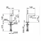 Mezclador de lavabo de baño moderno en metal cromado - Girino viadurini