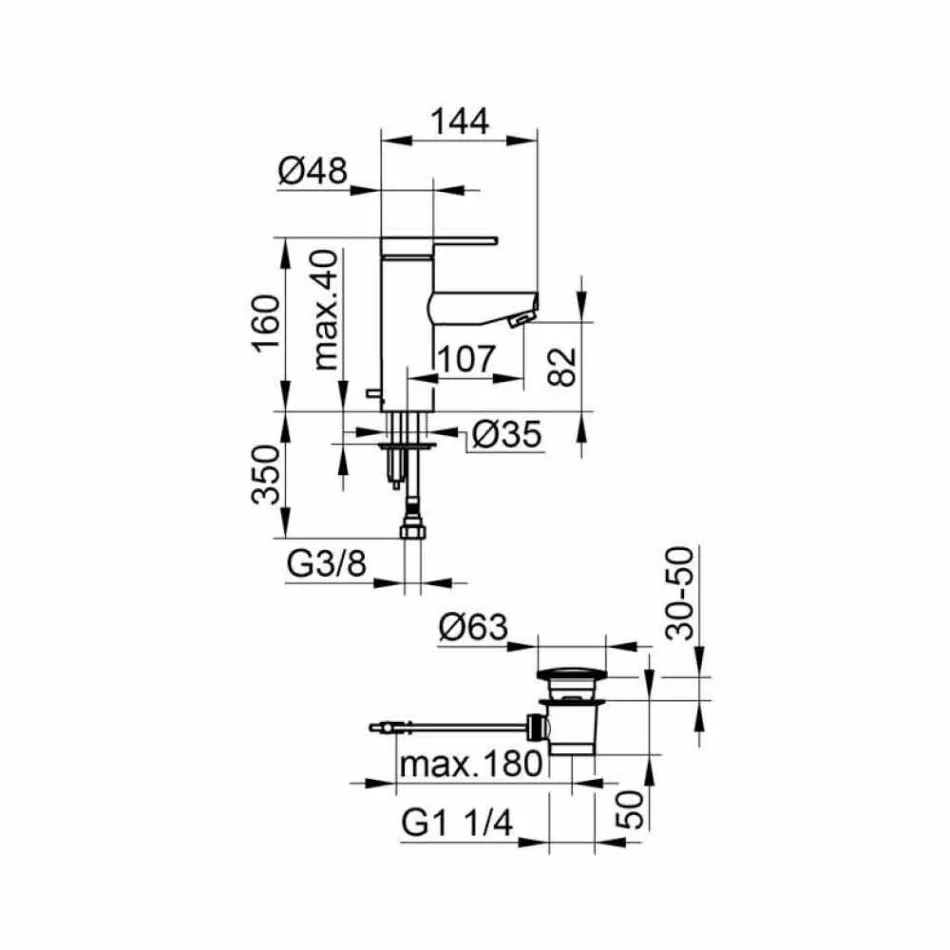 Mezclador monomando de diseño moderno para lavabo de baño en metal - Zanio viadurini