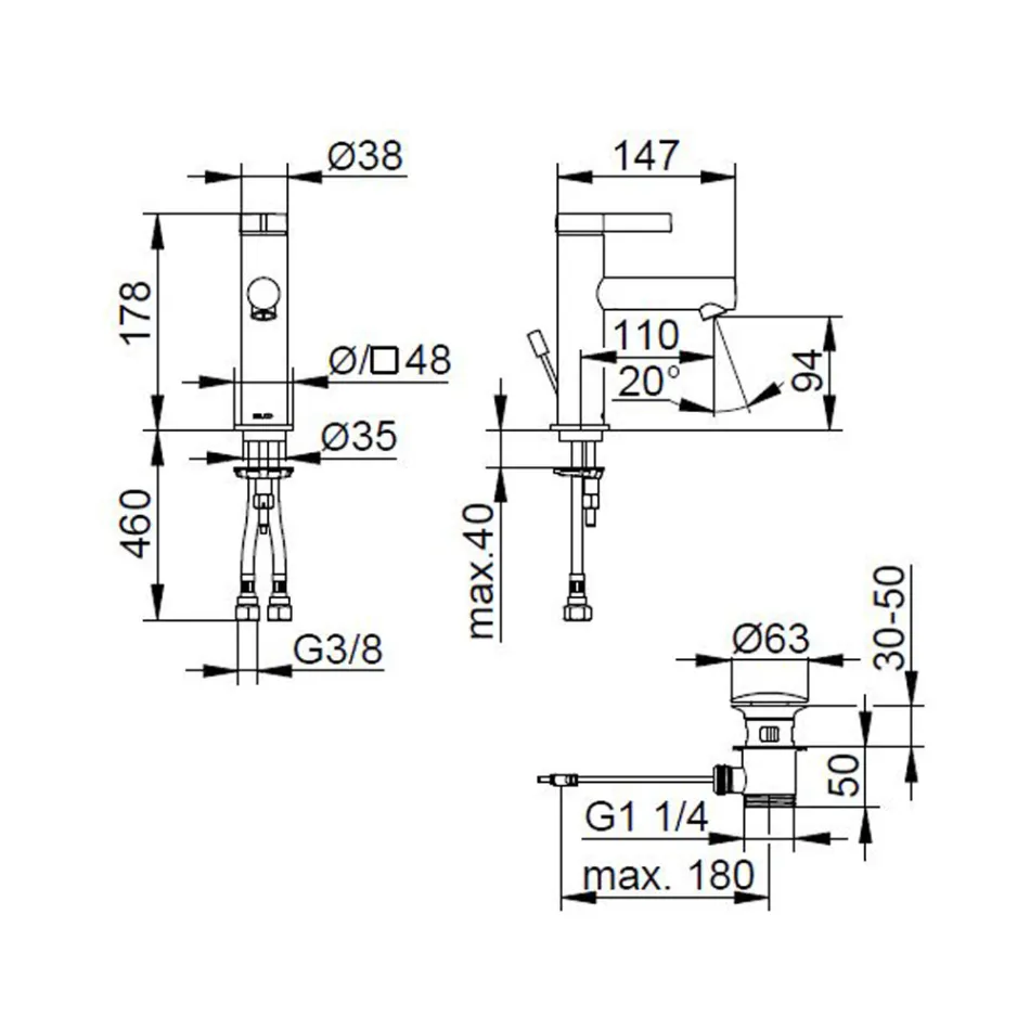 Mezclador monomando de lavabo Diseño clásico Latón cromado - Artemisia viadurini