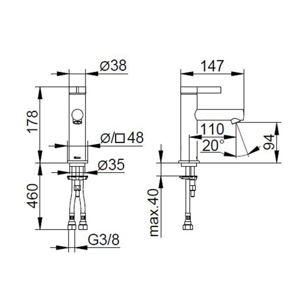 Mezclador monomando de lavabo Diseño clásico Latón cromado - Artemisia viadurini
