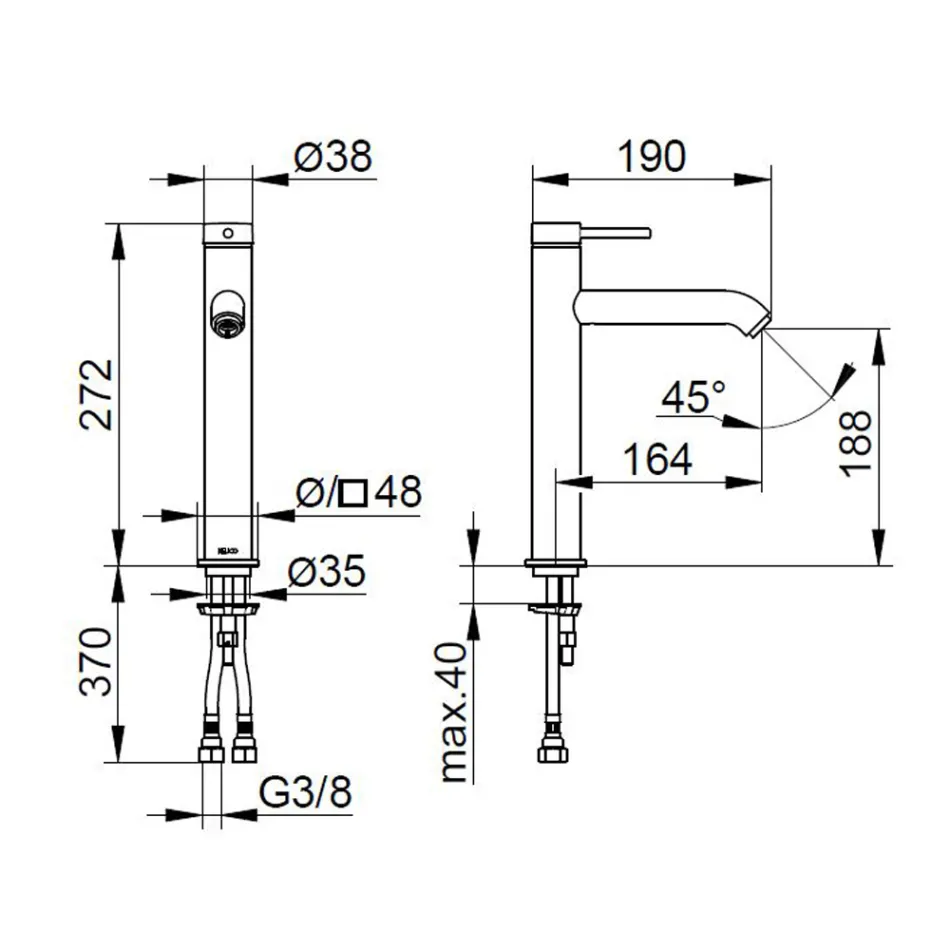 Mezclador monomando de lavabo sin desagüe Alto Diseño redondo - Antilio viadurini