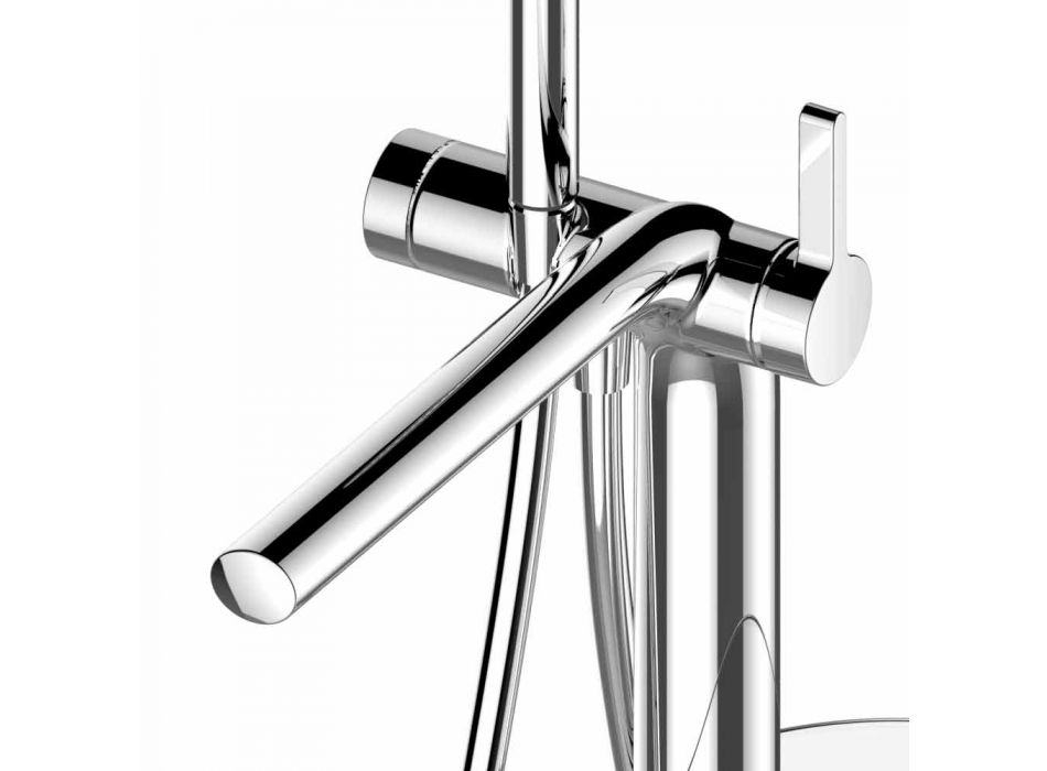 Mezclador de bañera monomando moderno con cabezal de ducha de metal - Pinto viadurini