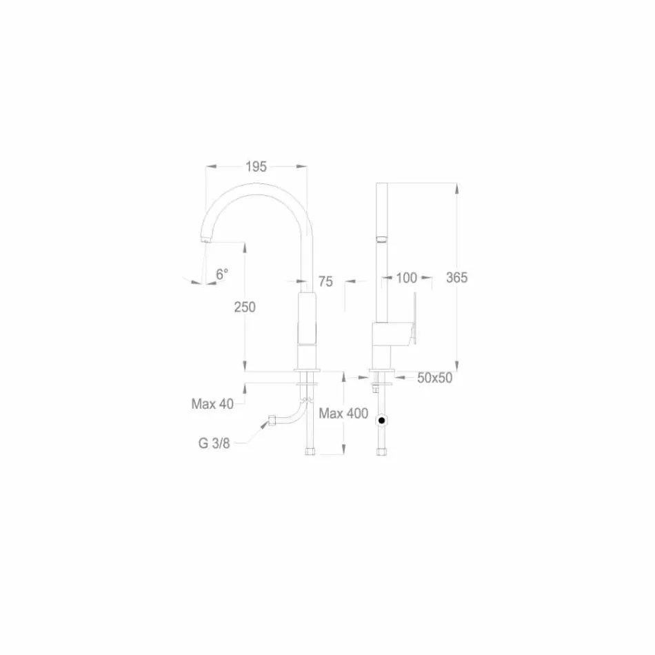 Mezclador monomando para lavabo de cocina Made in Italy Design - Bonsu viadurini