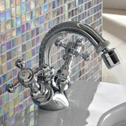 Mezclador de bidé vintage de un orificio de latón Made in Italy - Elisea viadurini