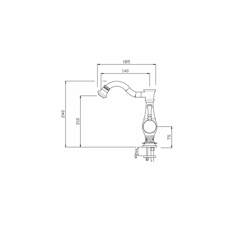 Mezclador de bidé con caño giratorio alto Made in Italy - Neno viadurini