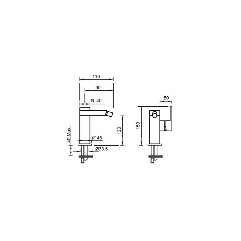 Mezclador de bidé con palanca lateral sin desagüe Made in Italy - Panela viadurini