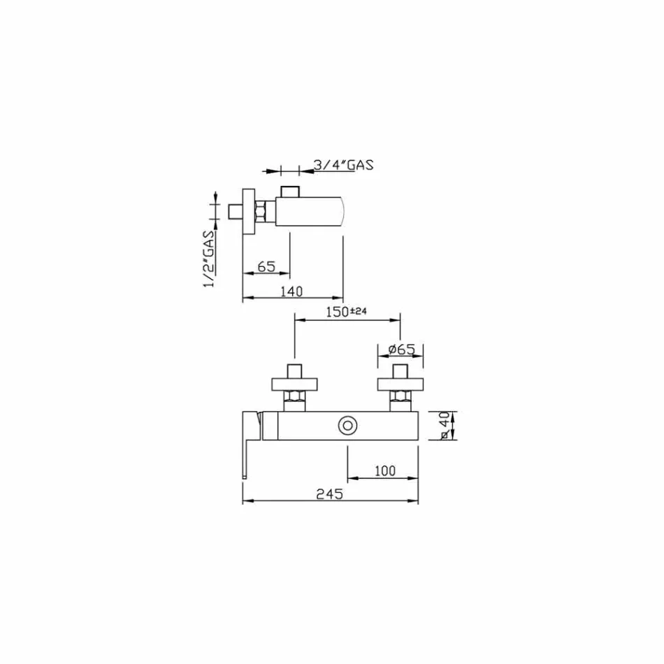 Mezclador de ducha externo con conexión de columna Made in Italy - Sika viadurini