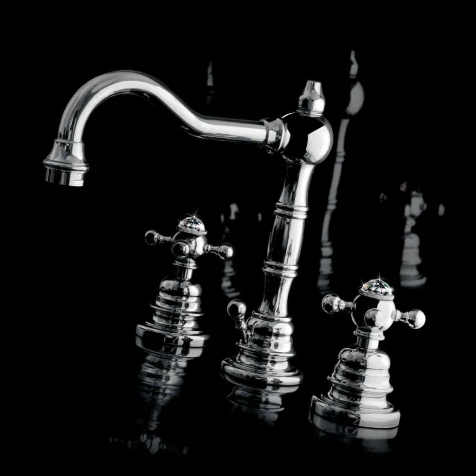 Mezclador de lavabo de baño moderno de latón con tres orificios Made in Italy - Binsu viadurini