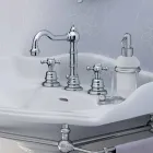 Mezclador de lavabo de baño moderno de latón con tres orificios Made in Italy - Binsu viadurini