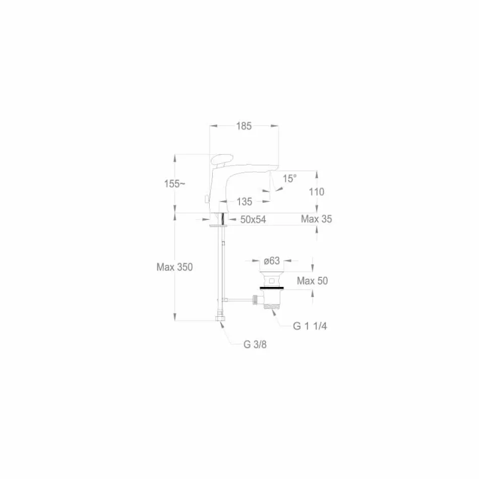 Mezclador de lavabo de baño moderno de latón Made in Italy - Besugo viadurini