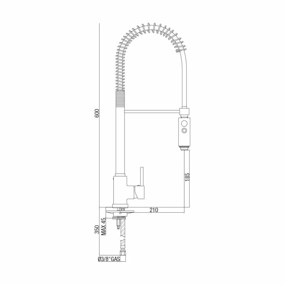 Mezclador de lavabo de cocina de latón con ducha de mano Made in Italy - Kalimo viadurini