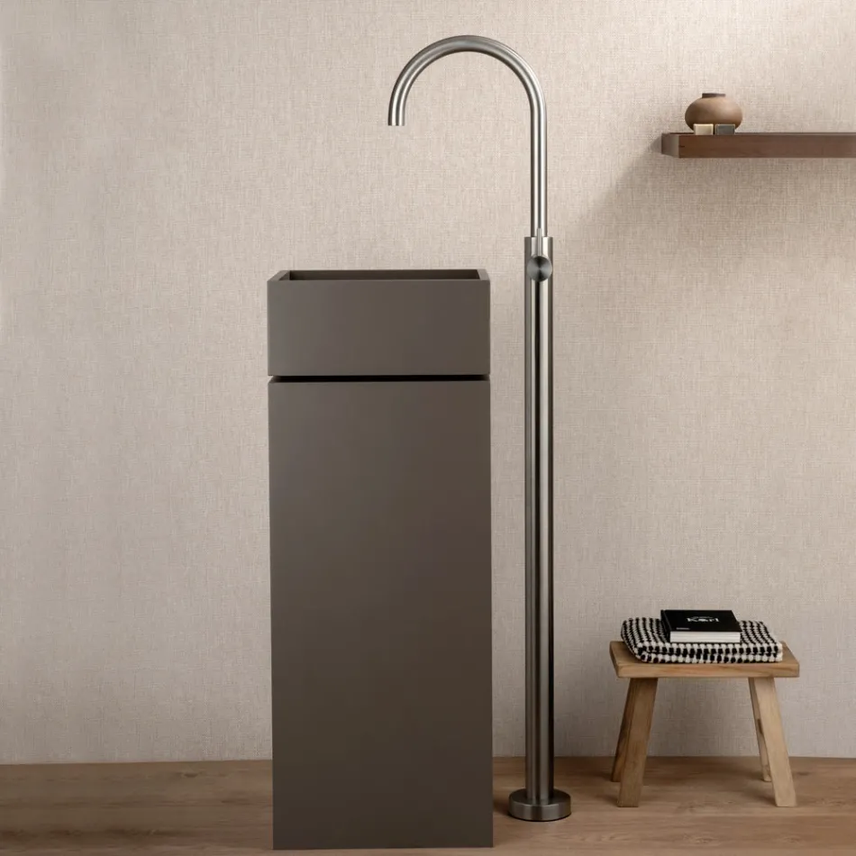 Mezclador de lavabo de pie en acero AISI 316L fabricado en Italia - Artigli viadurini