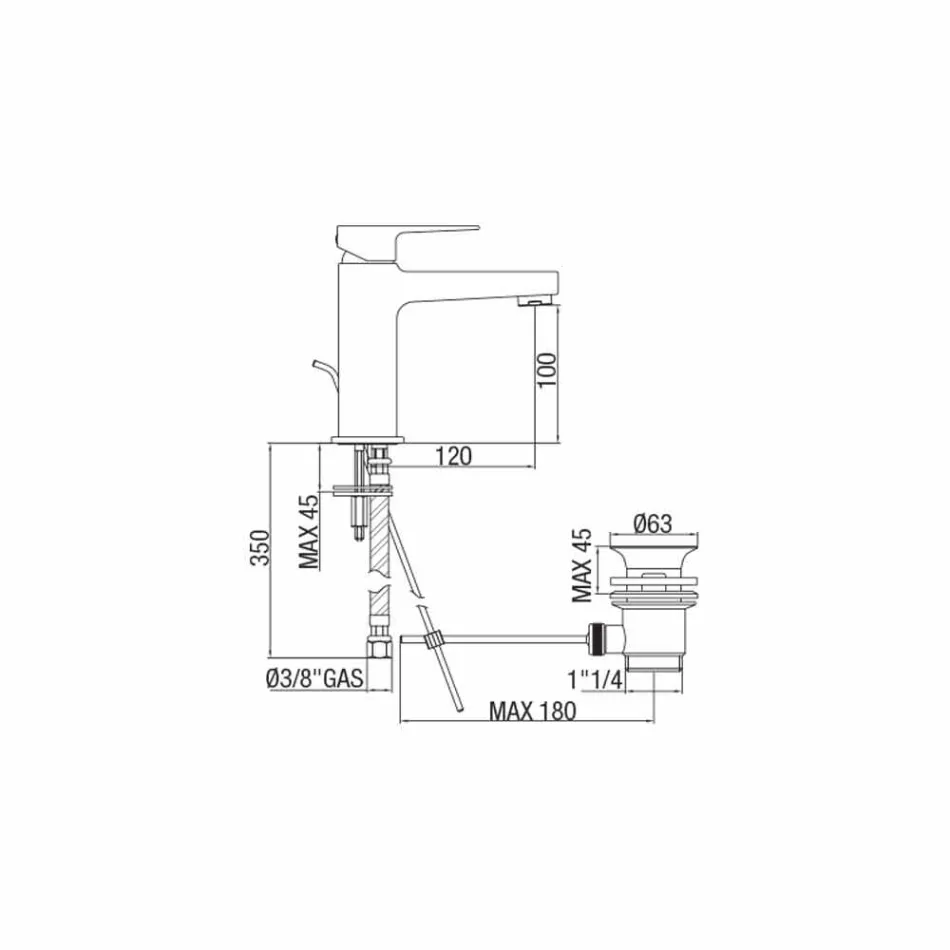 Mezclador de lavabo de latón de diseño moderno Made in Italy - Sindra viadurini