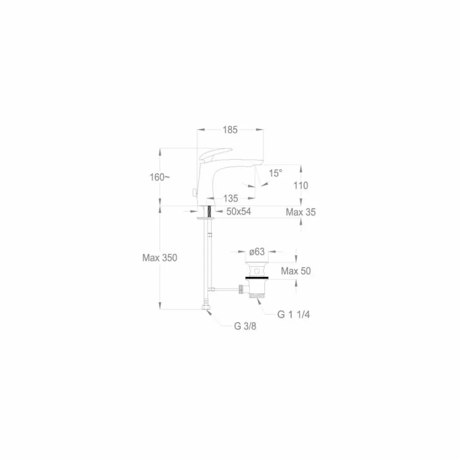 Mezclador de lavabo de latón de diseño Made in Italy - Filipo viadurini