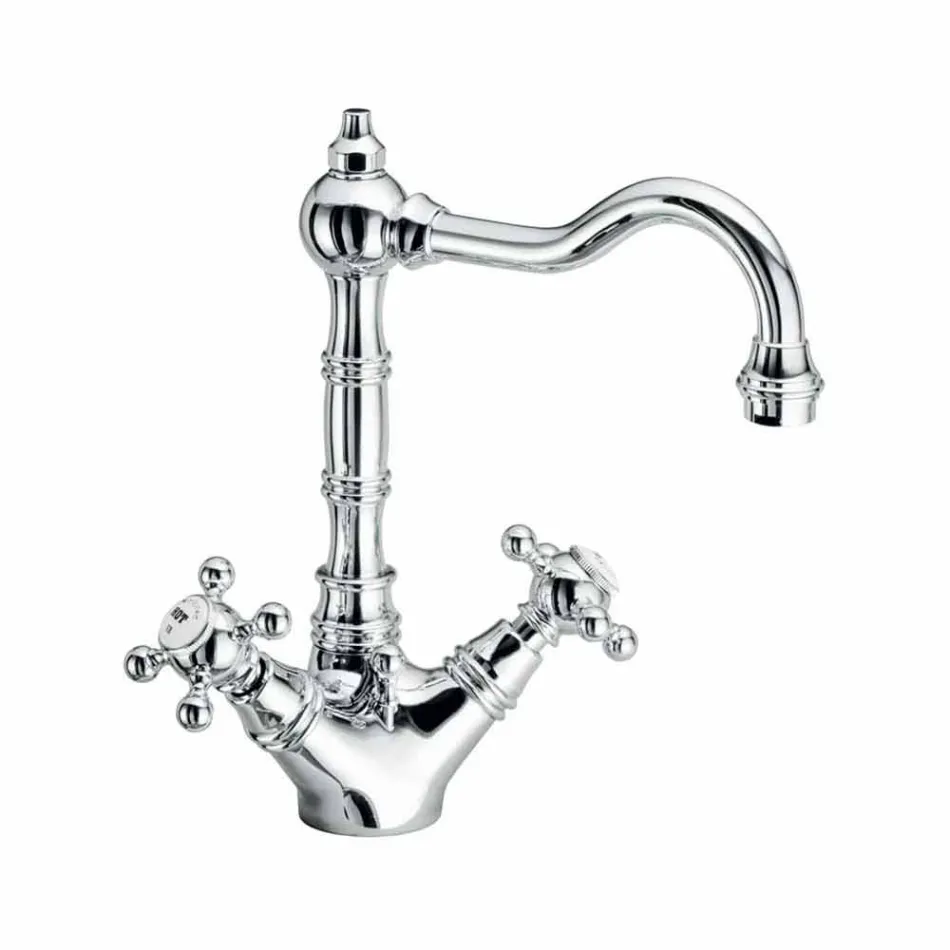 Mezclador monomando de lavabo en latón cromado Made in Italy - Binsu viadurini