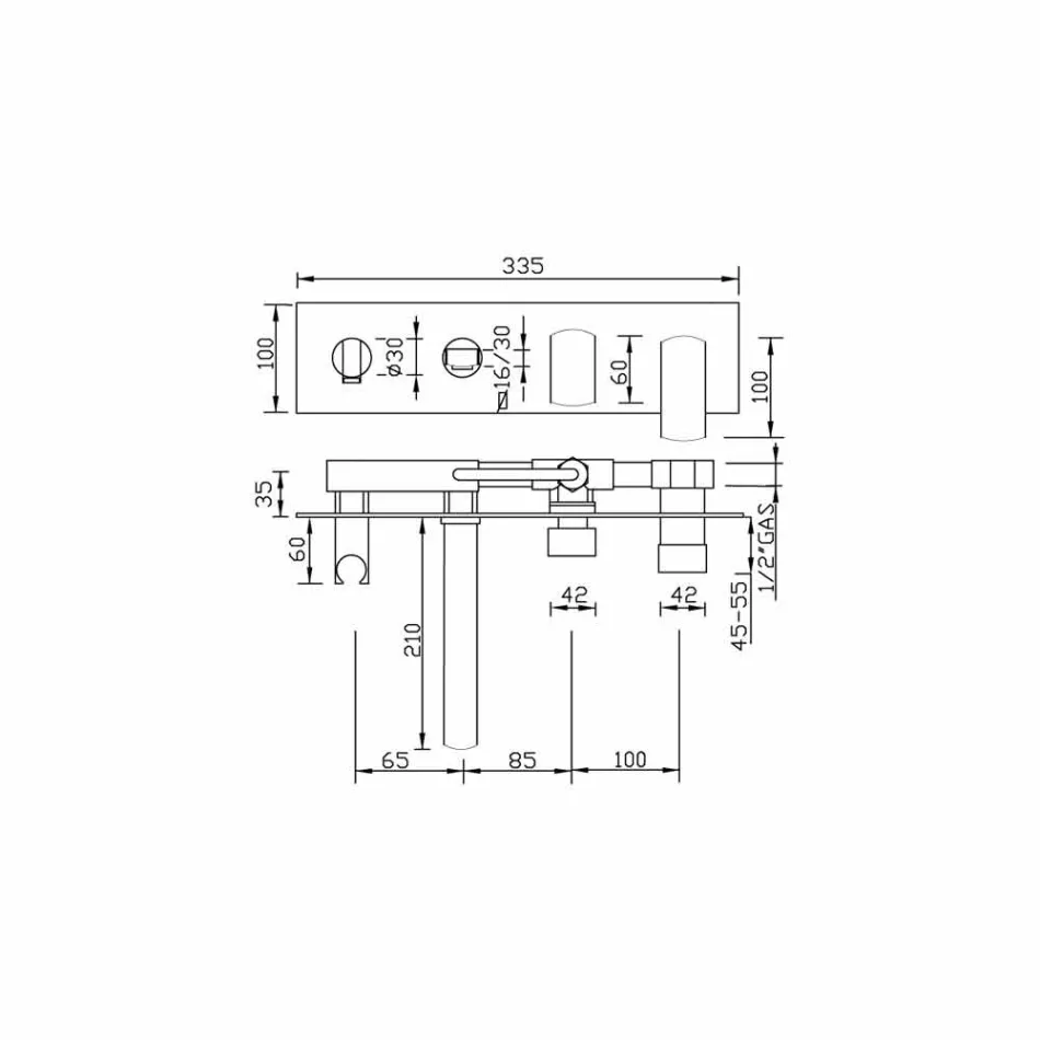 Mezclador de baño empotrado de diseño moderno en latón Made in Italy - Sika viadurini